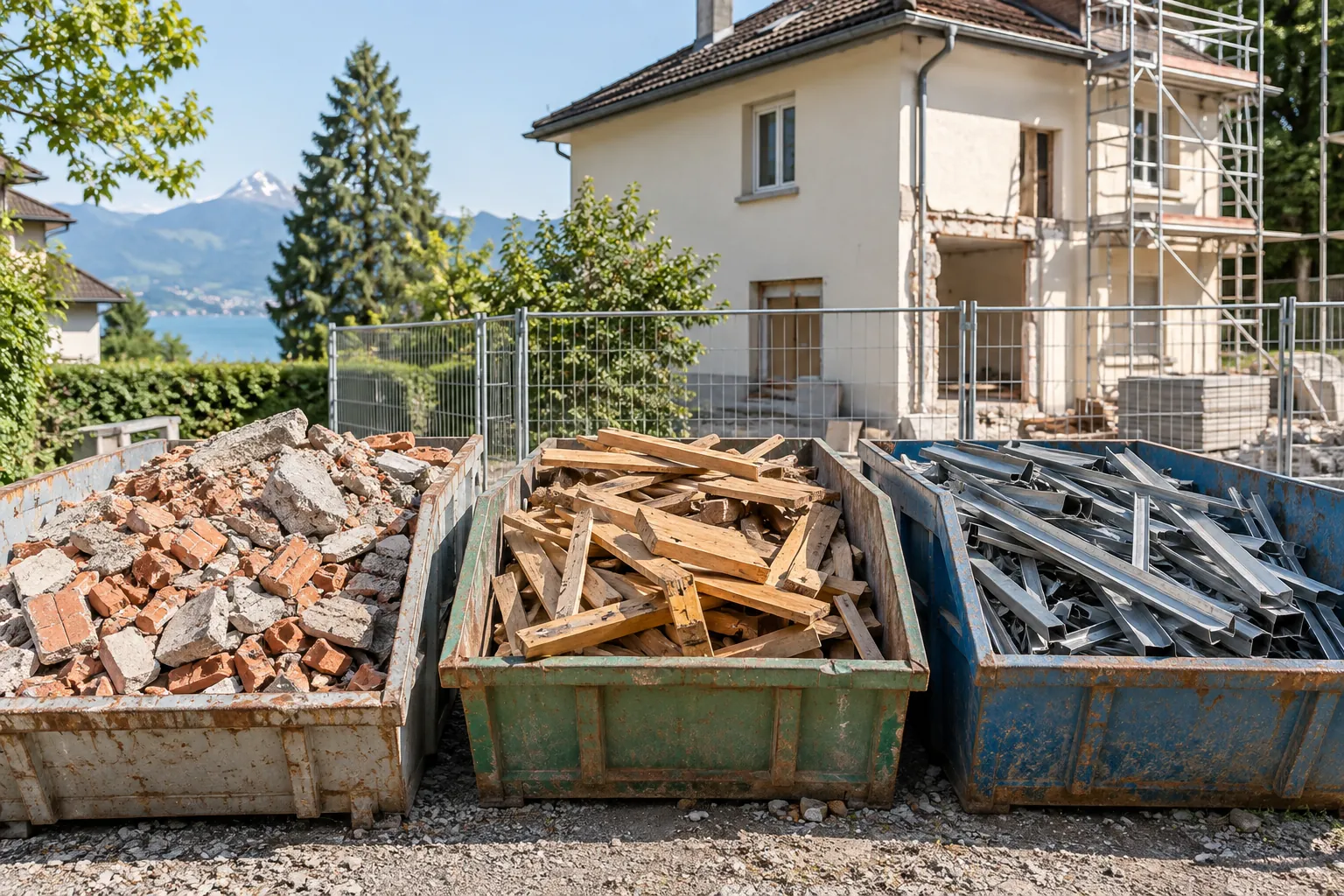 Bauschutt, Holz und Metall getrennt sammeln